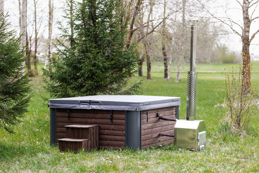 Quadratischer Acryl-Whirlpool (mit Außenheizung) 220×220 mm – Fichtenholz