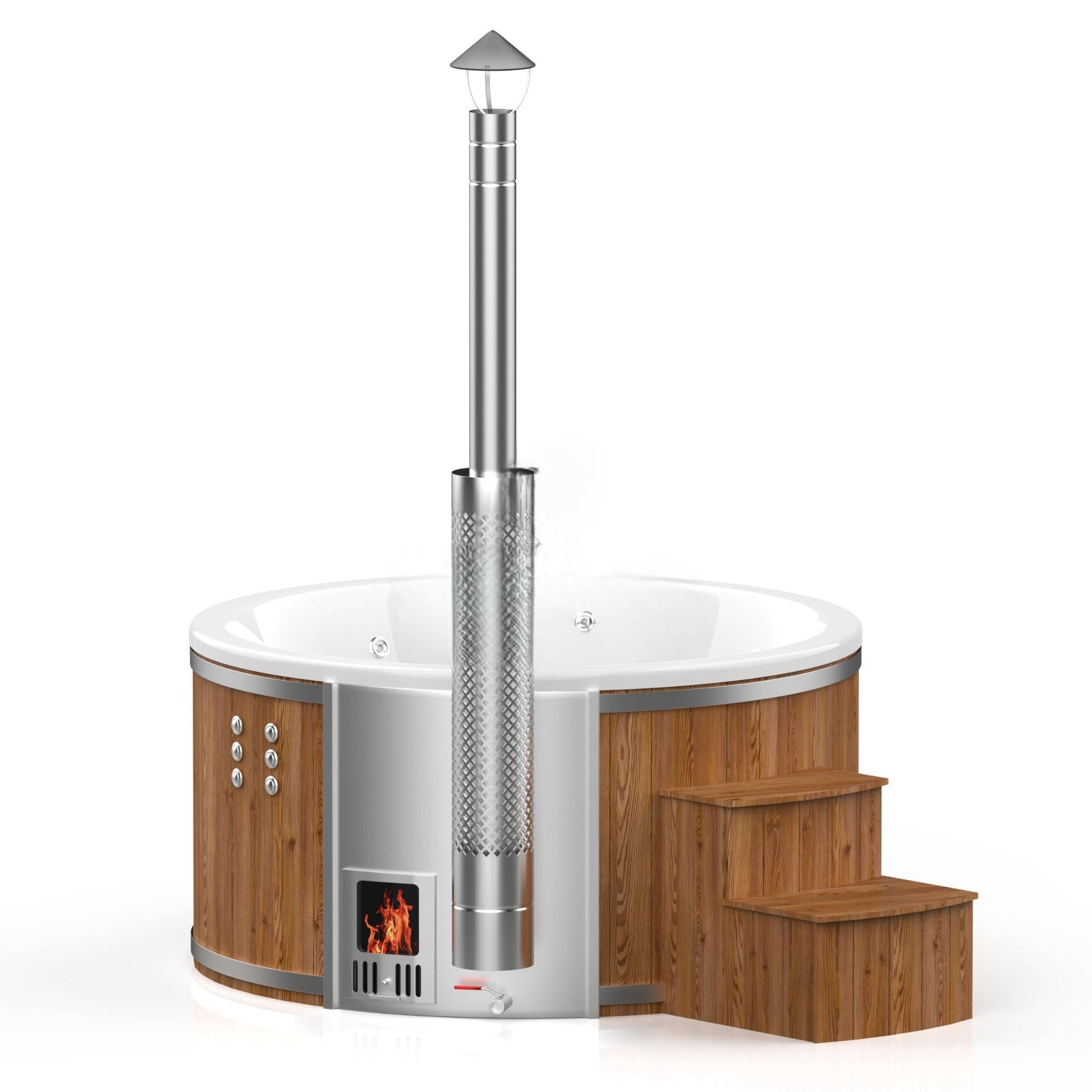 Runder Acryl-Whirlpool (mit integrierter Heizung) – Thermoholz