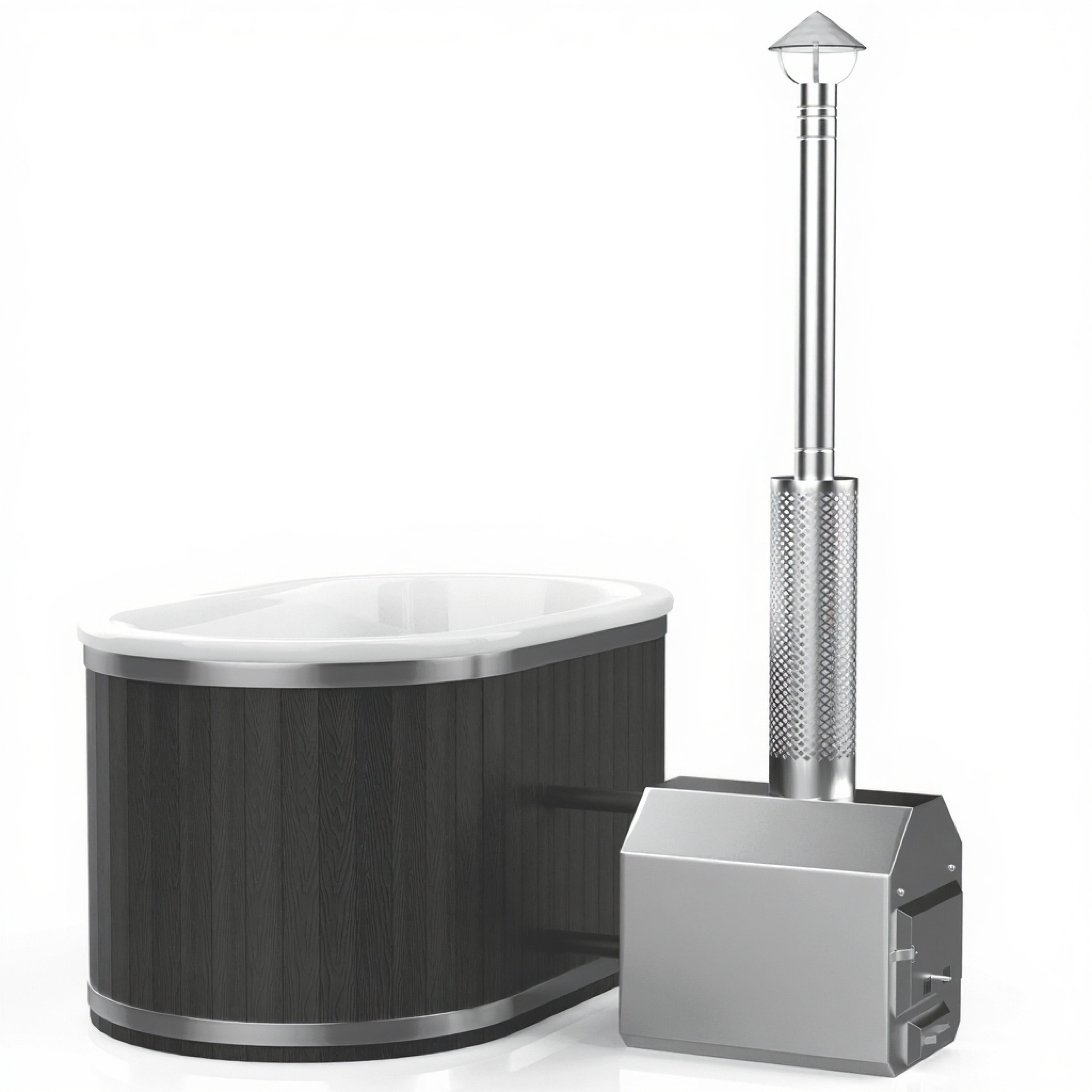 OFURO-Whirlpool aus Acryl (mit Außenheizung) – Verkleidung aus WPC-Kunststoff