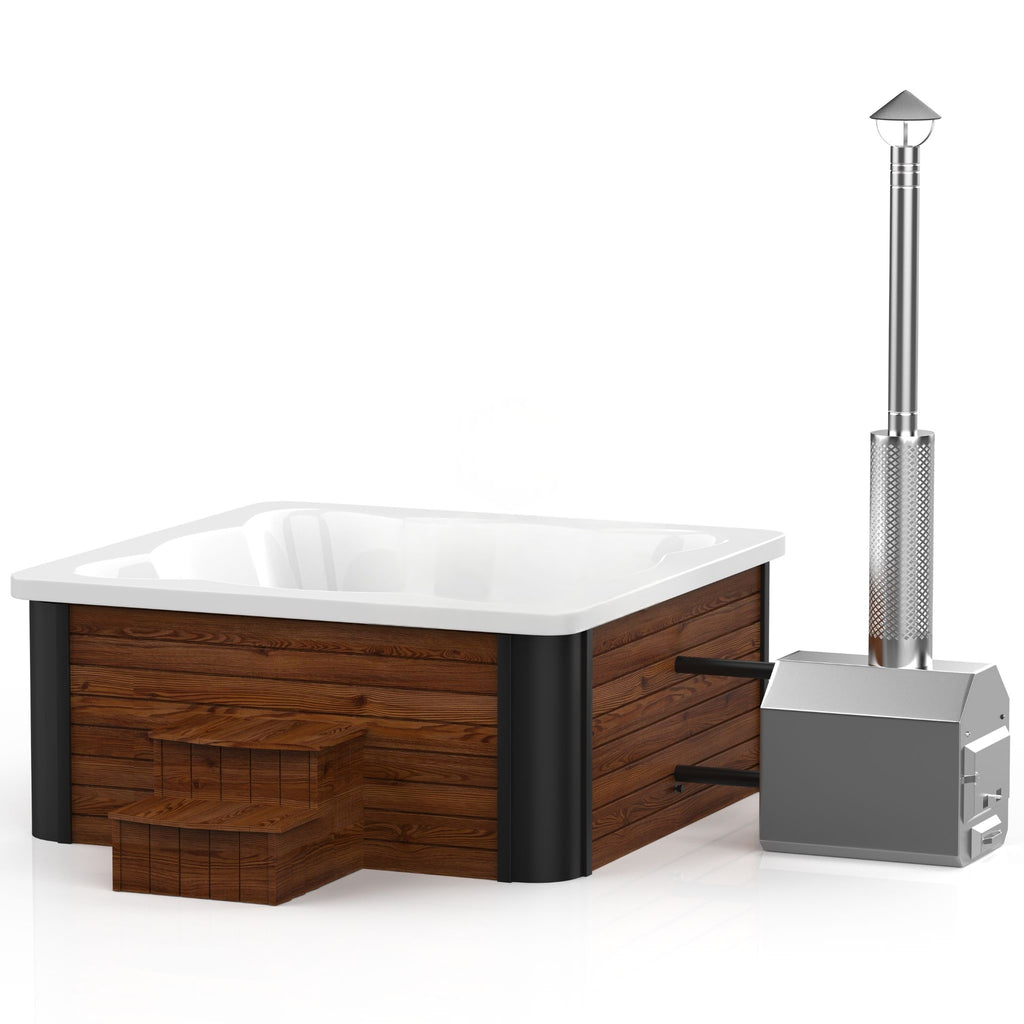 Quadratischer Acryl-Whirlpool (mit Außenheizung) 220×220 mm – Fichtenholz