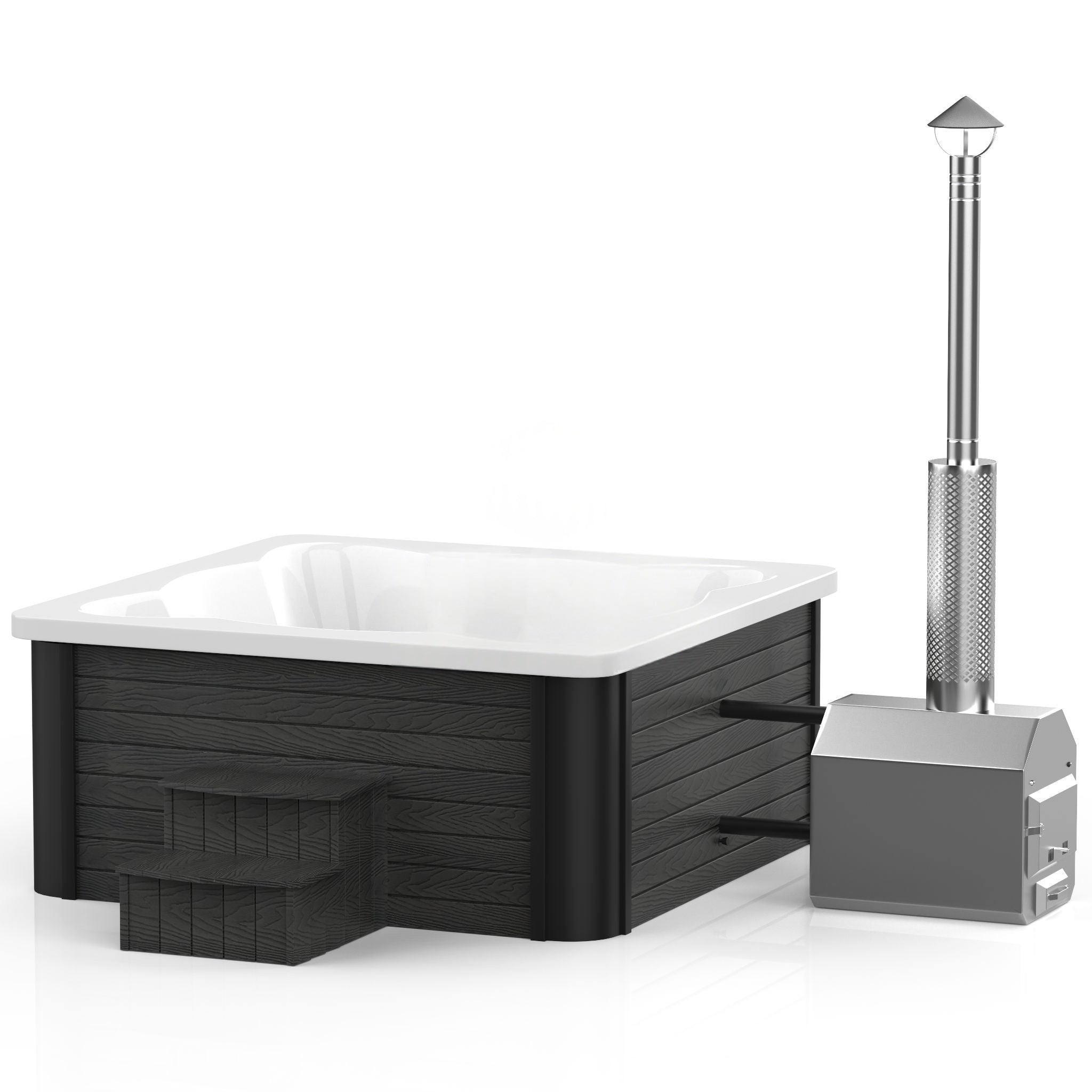 Quadratischer Acryl-Whirlpool (mit Außenheizung) 220×220 – Verkleidung aus WPC-Kunststoff