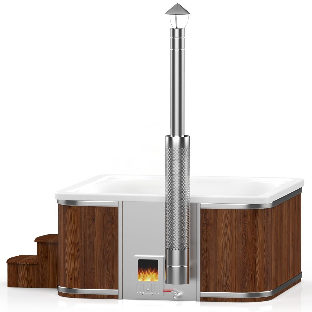 Quadratischer Acryl-Whirlpool (mit integrierter Heizung) 245×245 mm – Fichtenholz