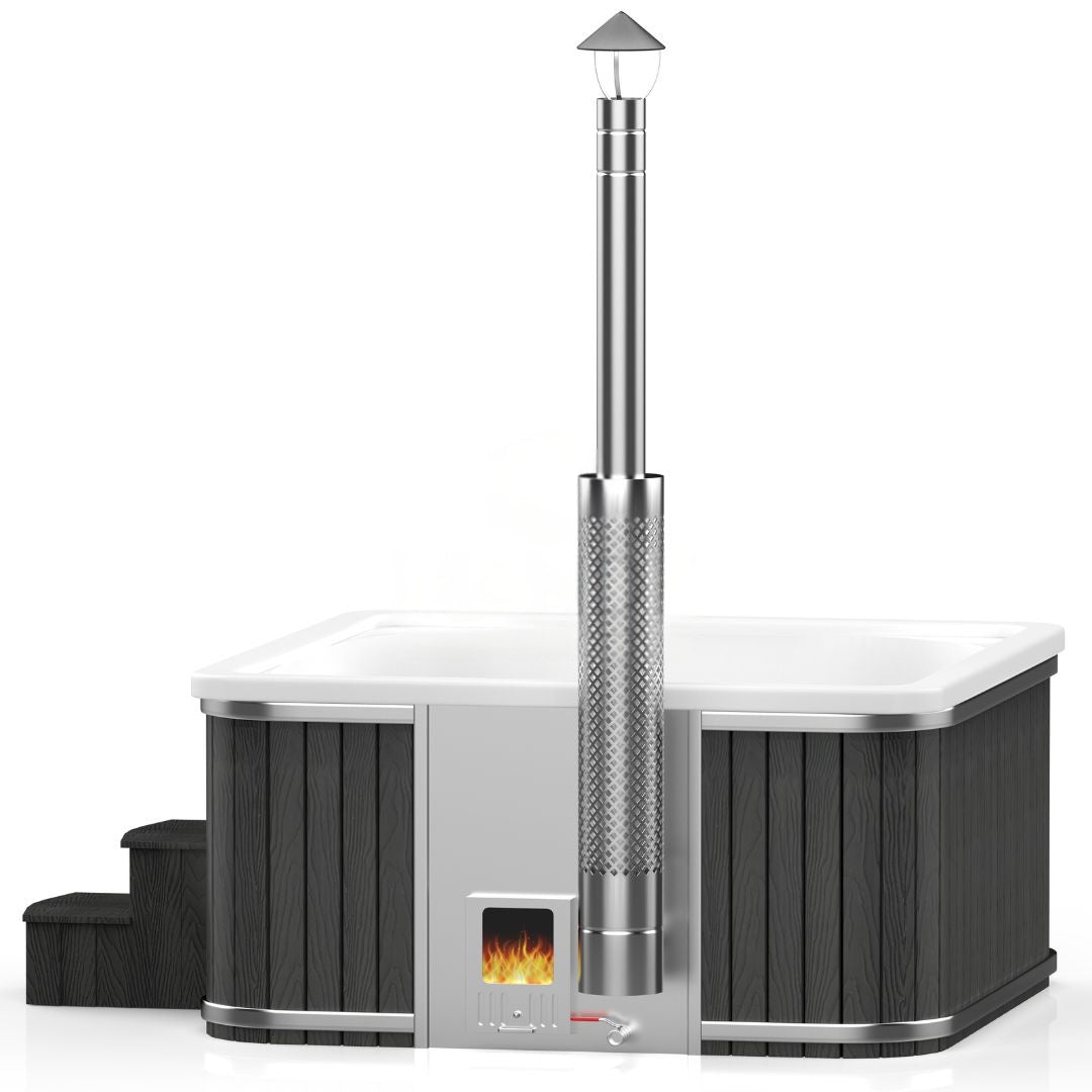 Quadratischer Acryl-Whirlpool (mit integrierter Heizung) 245×245 mm – Verkleidung aus WPC-Kunststoff