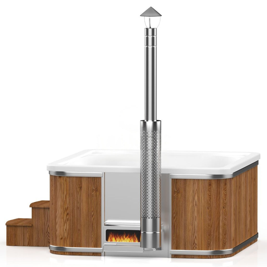 Quadratischer Acryl-Whirlpool (mit integrierter Heizung Horizon) 220×220 – Thermoholz