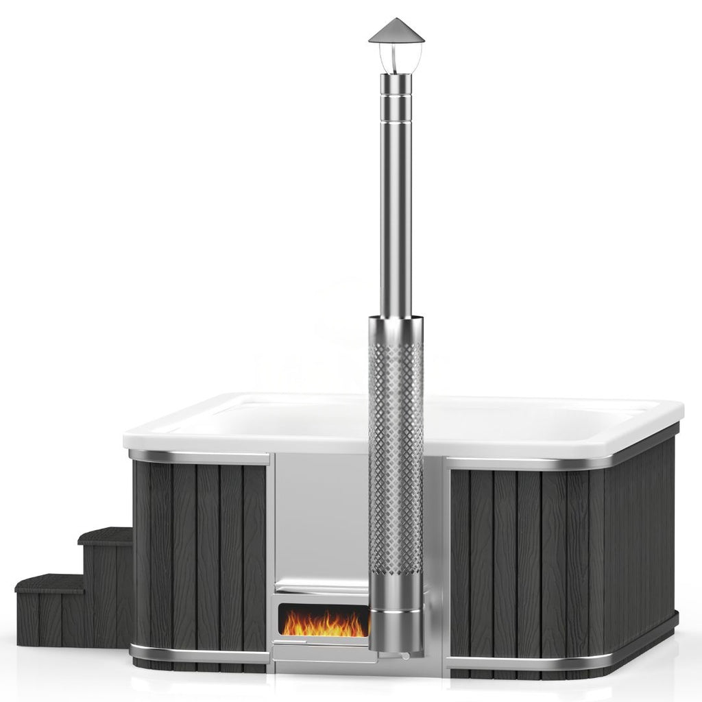 Quadratischer Acryl-Whirlpool (mit integrierter Heizung Horizon) 220×220 – Verkleidung aus WPC-Kunststoff