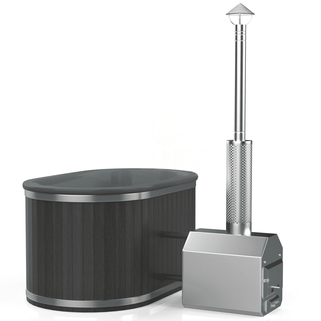 OFURO-Whirlpool aus Fiberglas (mit Außenheizung) – Verkleidung aus WPC-Kunststoff