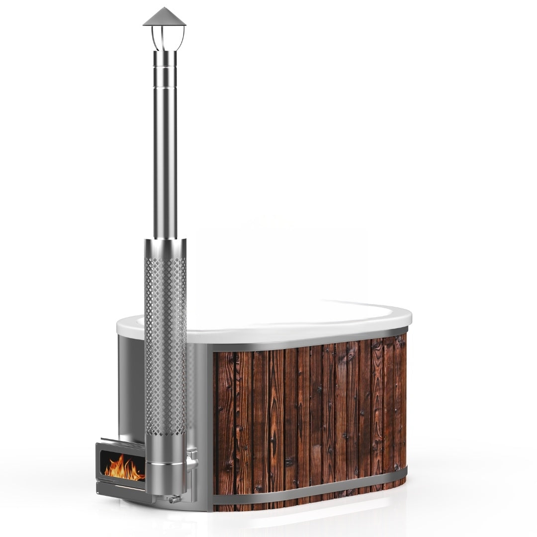 OFURO Whirlpool aus Fiberglas (integrierte Heizung Horizon) – Verbranntes Holz