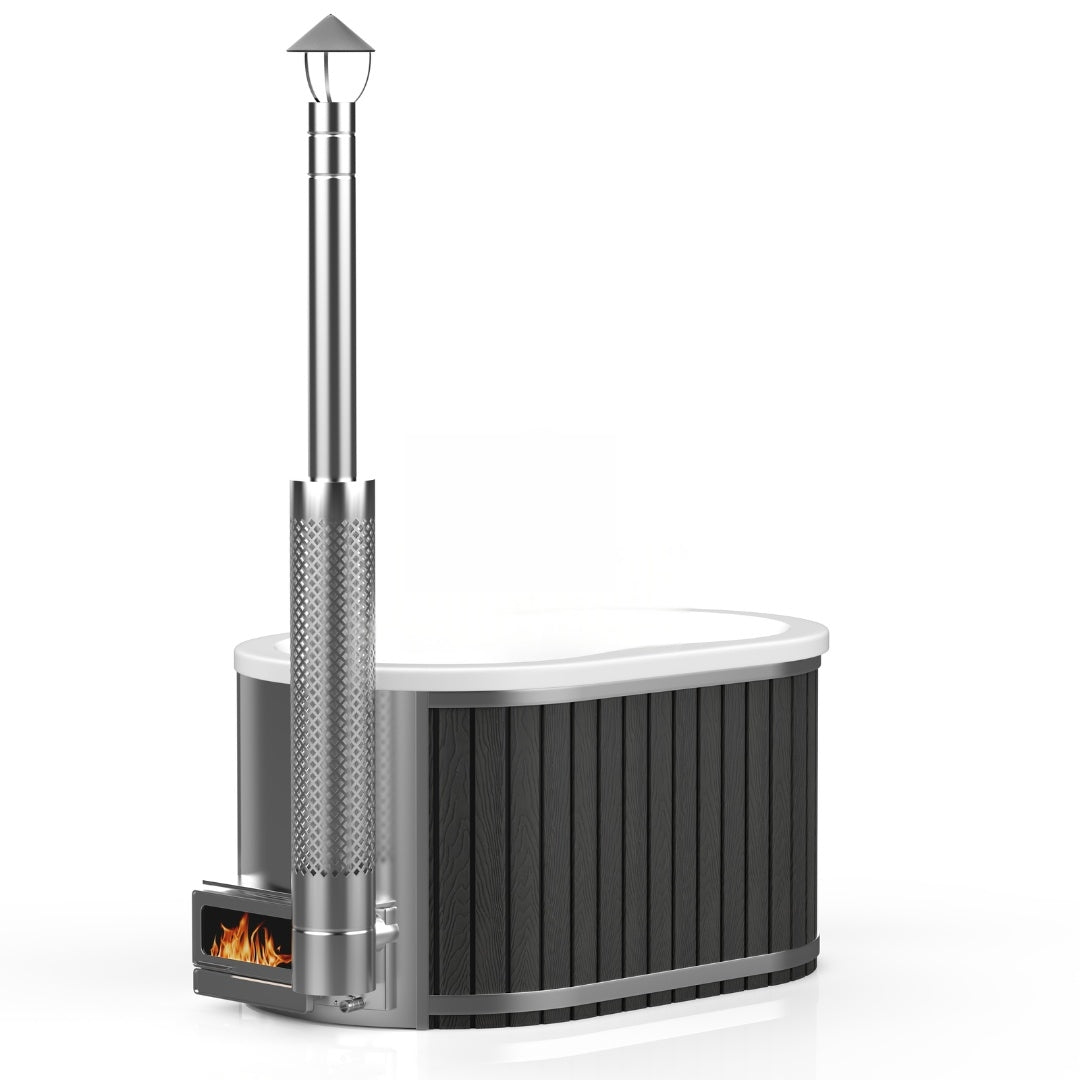 OFURO-Whirlpool aus Fiberglas (mit integrierter Heizung Horizon) – Verkleidung aus WPC-Kunststoff