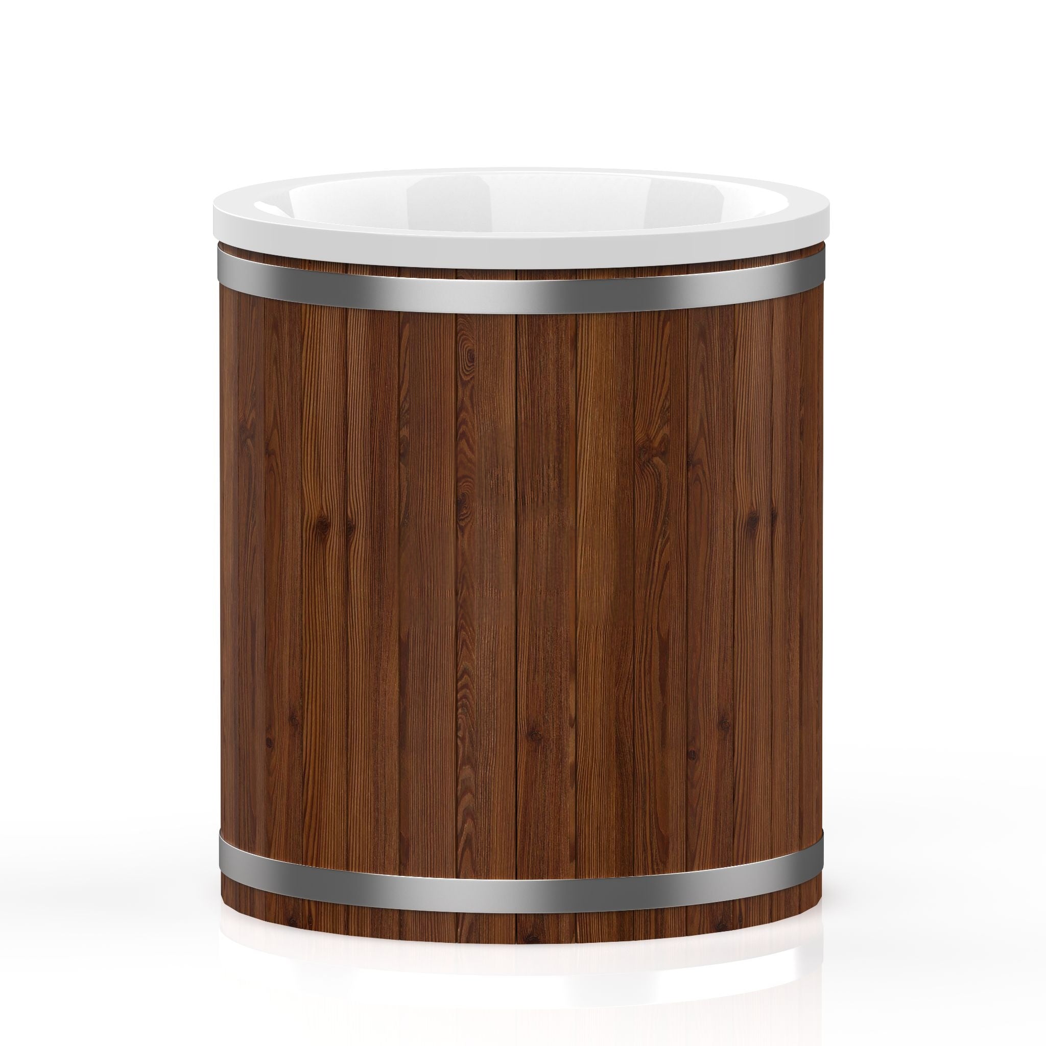 Fiberglas-Badewanne für eine Person mit Kaltwasser – Fichtenholz