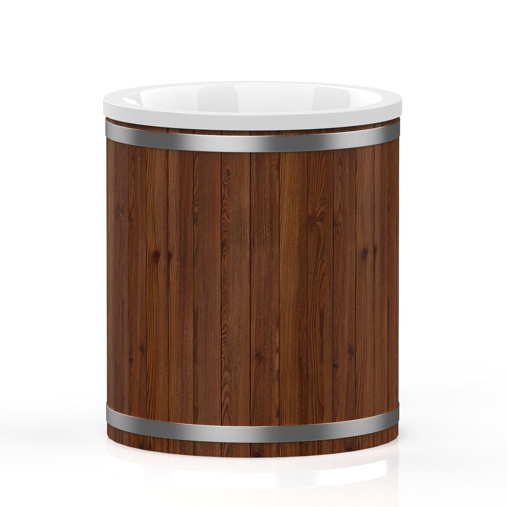 Fiberglas-Badewanne für eine Person mit Kaltwasser – Verbranntes Holz