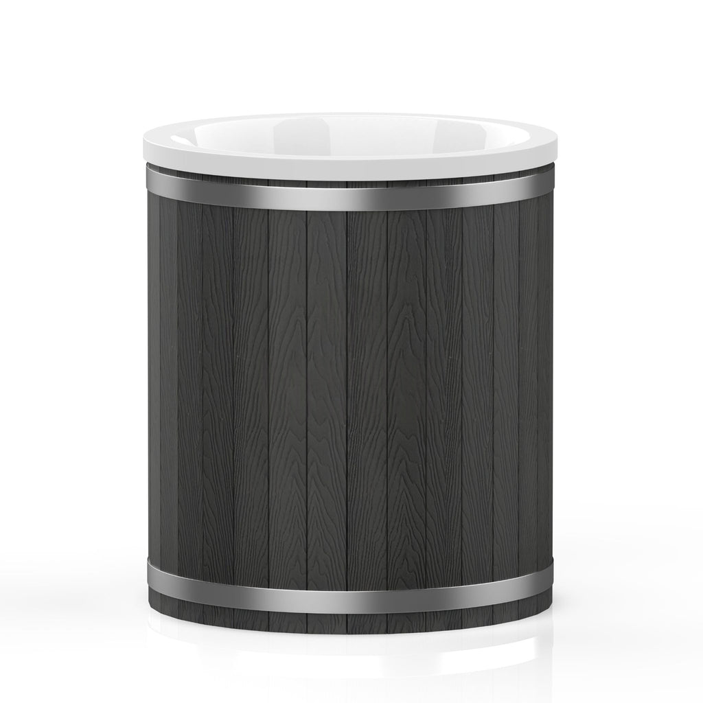 Einzelbadewanne aus Fiberglas mit Kaltwasseranschluss – Verkleidung aus WPC-Kunststoff