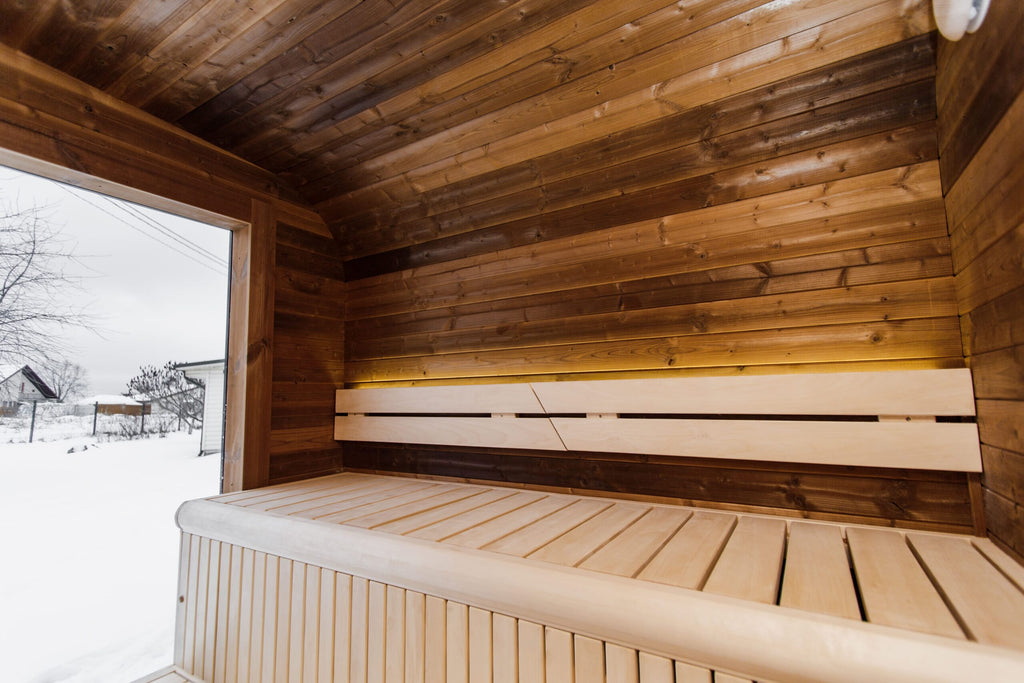 Isolierte LUX-Sauna mit Vorraum 245×340 – Thermoholz