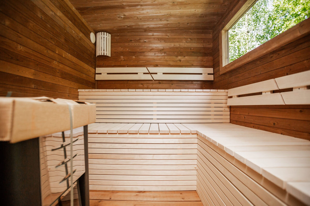 Quadratische Sauna (400 x 240 cm) mit Vorsauna