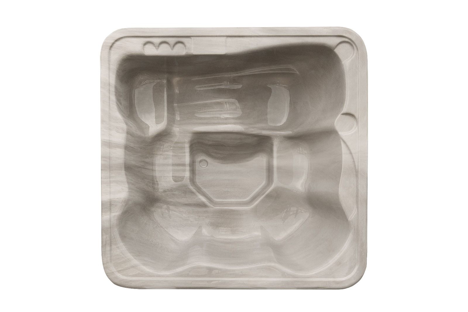 Quadratischer Acryl-Whirlpool (mit integrierter Heizung Horizon) 220×220 – Gebranntes Holz