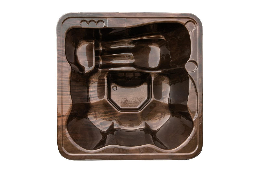 Quadratischer Acryl-Whirlpool (mit integrierter Heizung Horizon) 220×220 – Gebranntes Holz