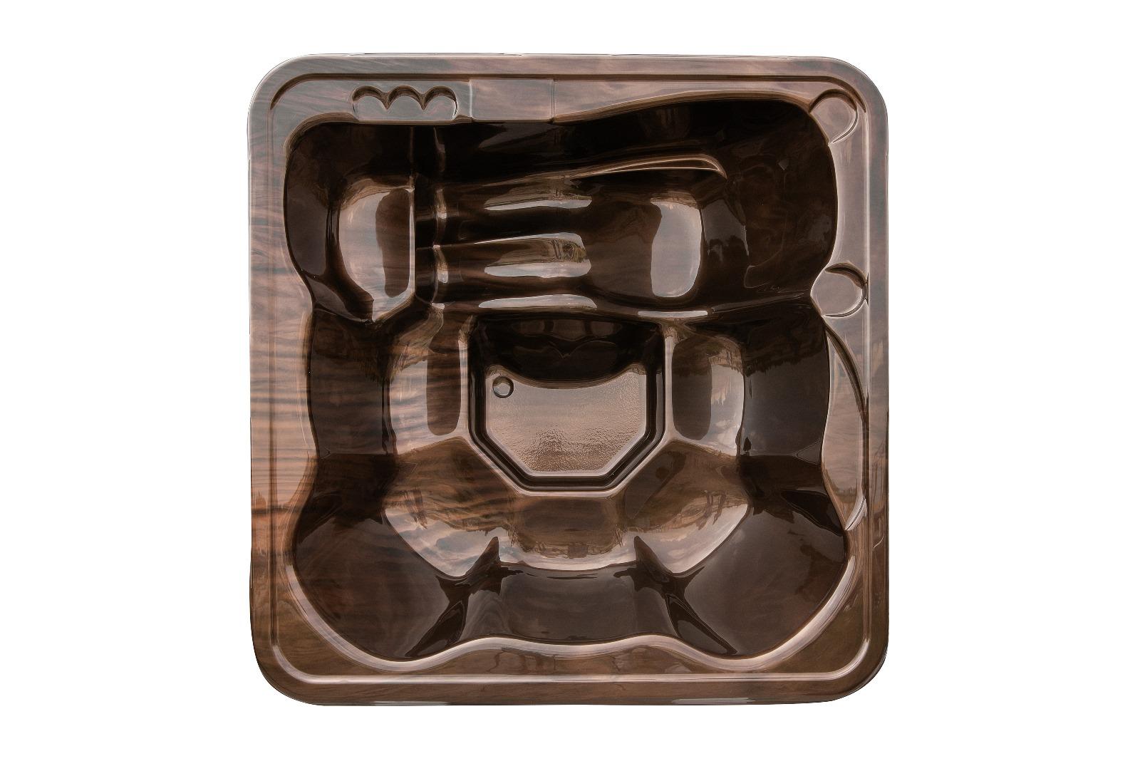 Quadratischer Acryl-Whirlpool (mit integrierter Heizung Horizon) 220×220 – Gebranntes Holz