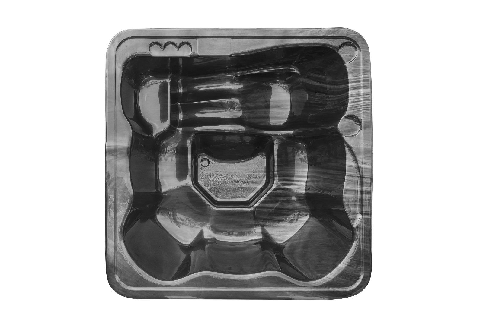 Quadratischer Acryl-Whirlpool (mit integrierter Heizung Horizon) 220×220 – Fichtenholz