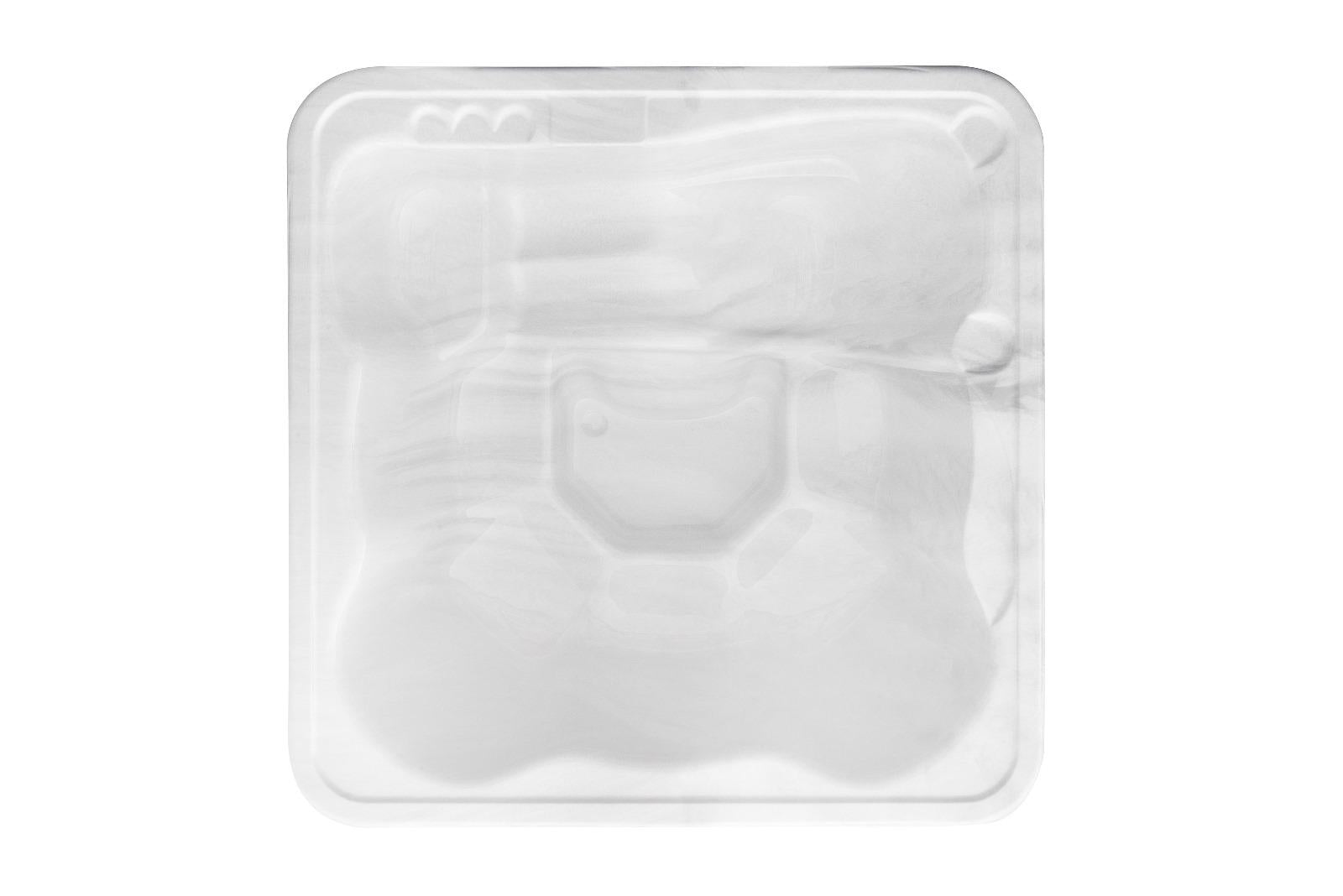 Quadratischer Acryl-Whirlpool (mit integrierter Heizung Horizon) 220×220 – Fichtenholz